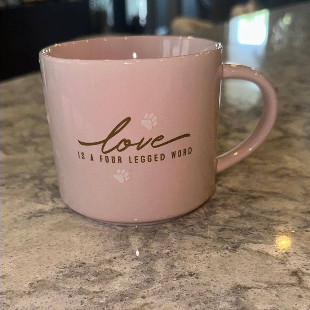 Pink Ceramic Mug with Gold Text